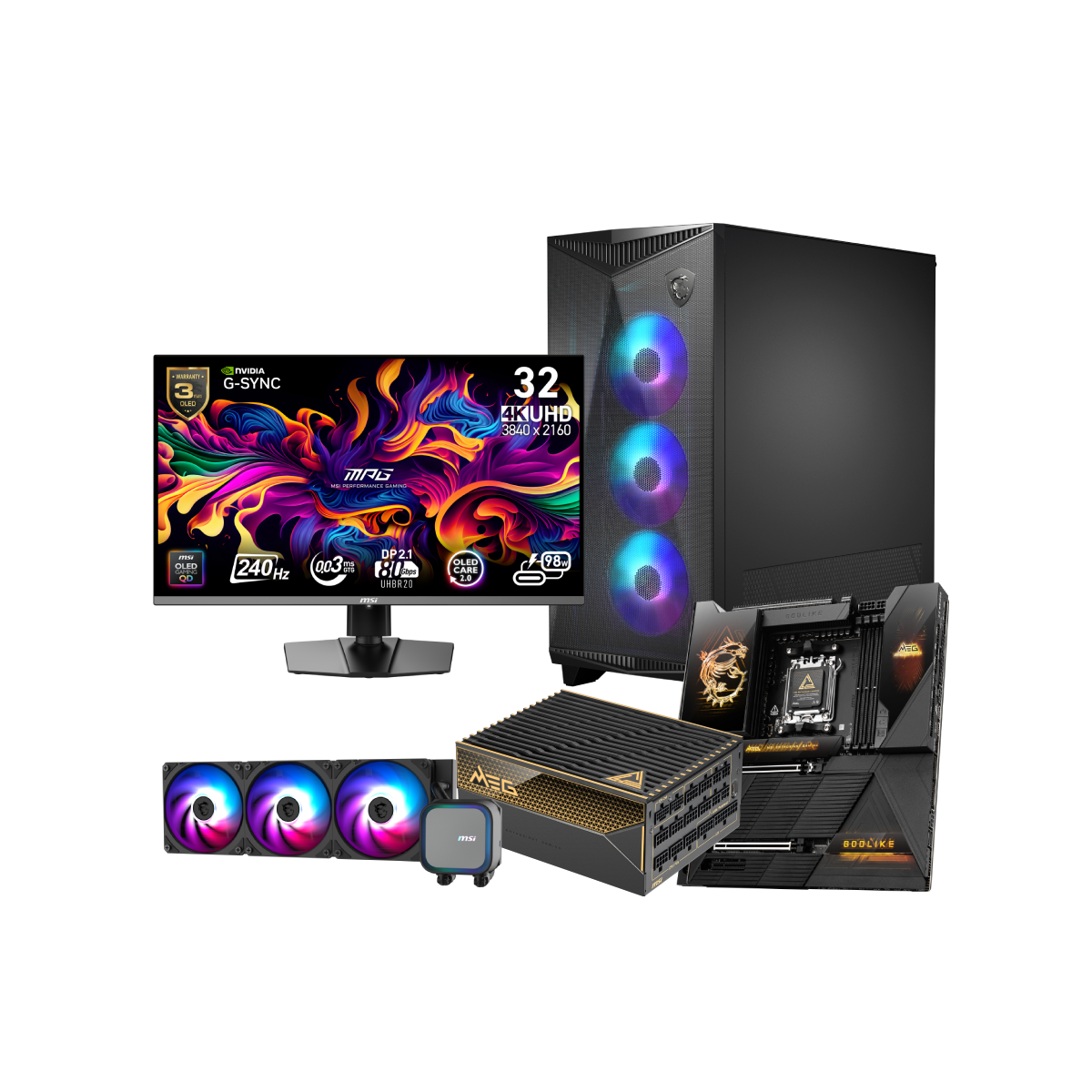 Erweiterter Komponentensatz - Mainboard + PC Netzteile + Gehäuse + Monitore + Wasserkühlung - MSI e-Shop | Offiziell von MSI Deutschland