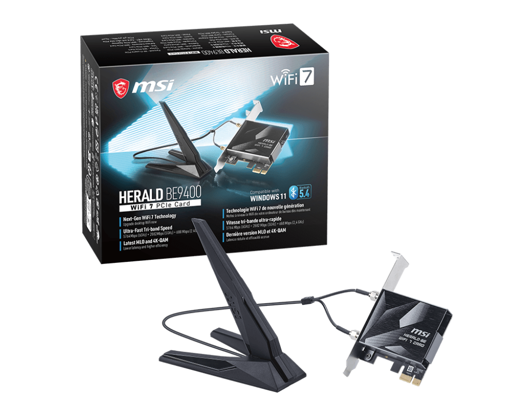 MSI WI-FI 7 Wirless Adapter HERALD BE9400 - MSI e-Shop | Offiziell von MSI Deutschland
