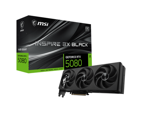 MSI Grafikkarte GeForce RTX 5080 16G INSPIRE 3X OC BLACK - MSI e-Shop | Offiziell von MSI Deutschland