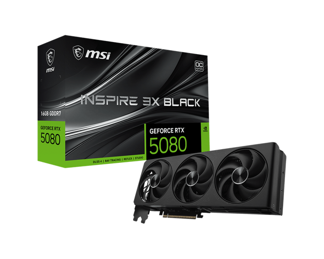 MSI Grafikkarte GeForce RTX 5080 16G INSPIRE 3X OC BLACK - MSI e-Shop | Offiziell von MSI Deutschland