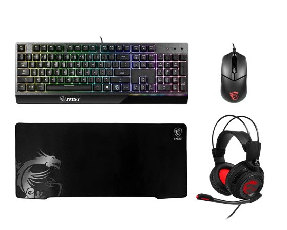 MSI Core Pack: GK30 Tastatur / Maus Combo - Headset DS502 USB - GD70 Mauspad