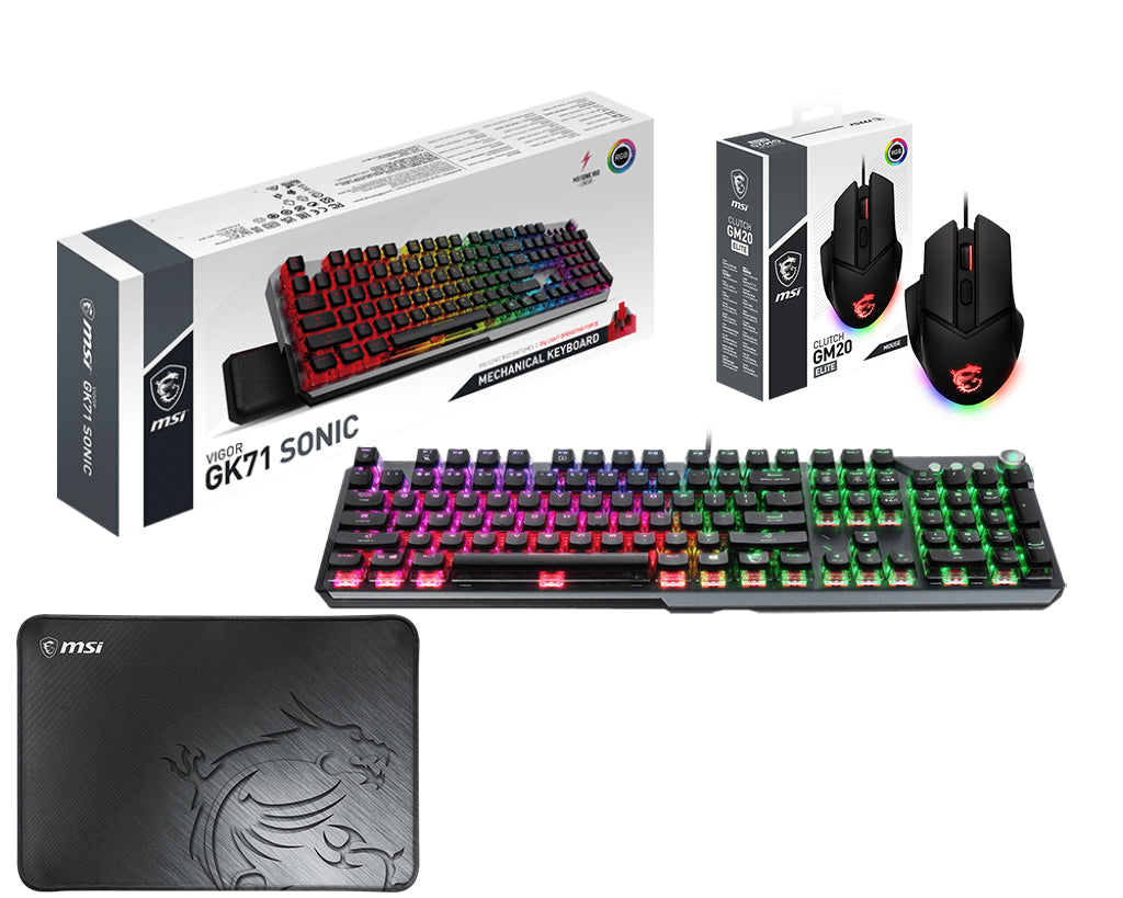 Gaming Peripherie Bundle Gaming Tastatur GK71 + Gaming Maus GM20 Elite + Mauspad GD20