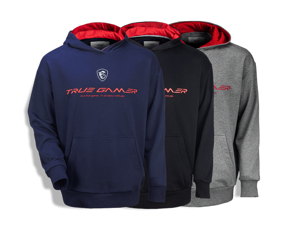 MSI True Gamer Baumwoll-Hoodie, Farbe: Grau, Grösse: M