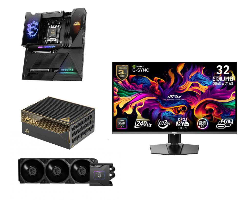 Erweiterter Komponentensatz - Mainboard + PC Netzteile + Wasserkühlung + Monitore
