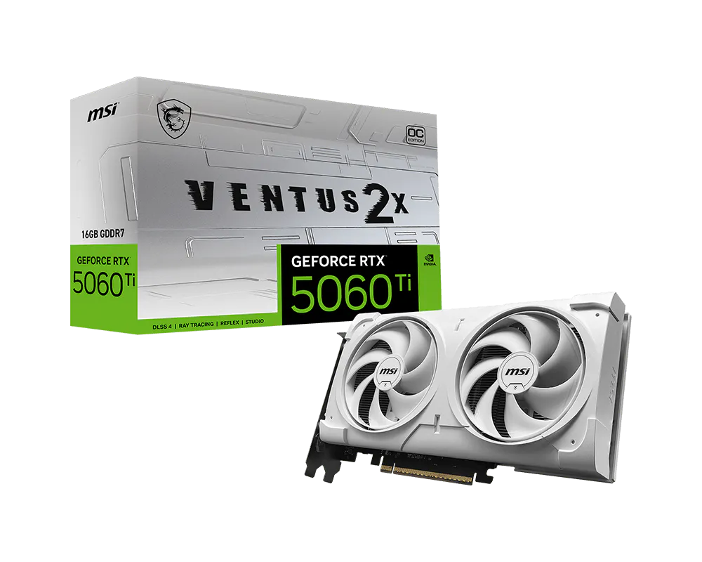 MSI Grafikkarte GeForce RTX 5060 Ti 16G VENTUS 2X OC WHITE PLUS - Refurbished - MSI e-Shop | Offiziell von MSI Deutschland