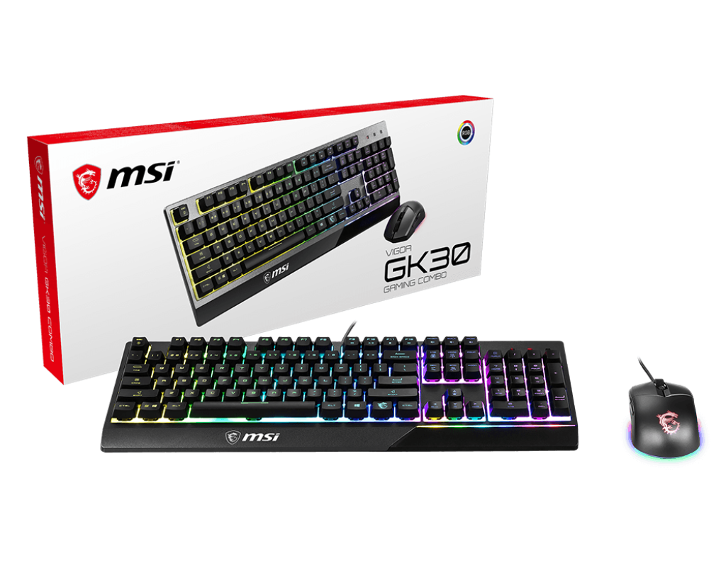 MSI Core Pack: GK30 Tastatur / Maus Combo - Headset DS502 USB - GD70 Mauspad