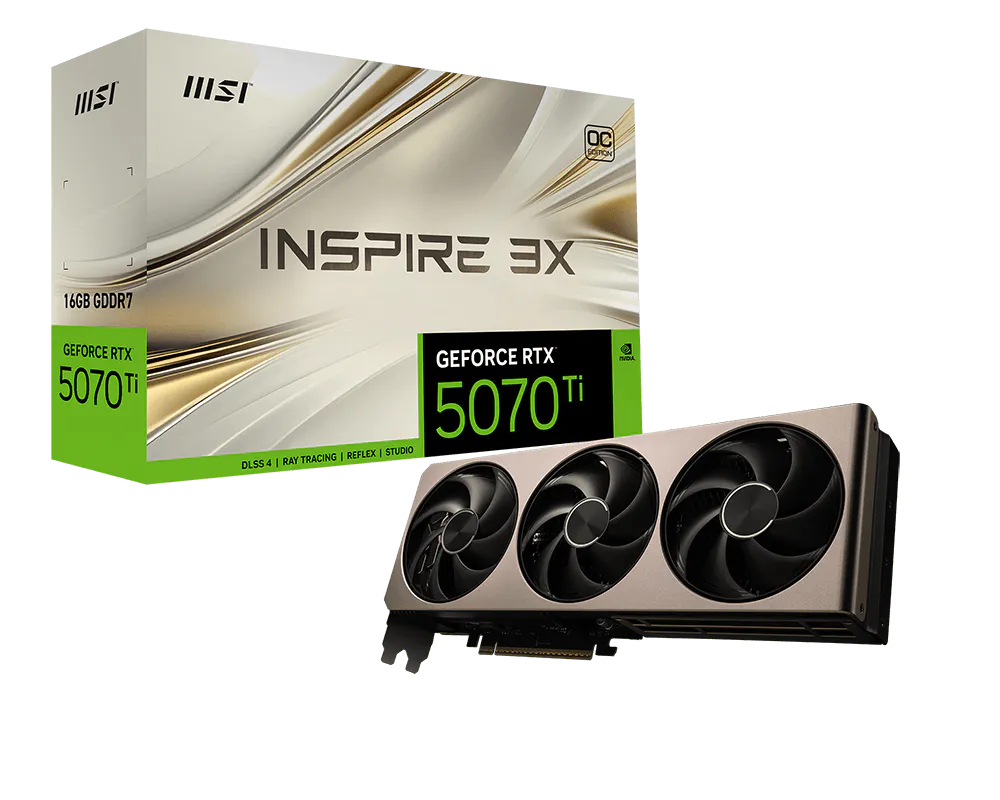 MSI Grafikkarte GeForce RTX 5070 Ti 16G INSPIRE 3X OC - Refurbished - MSI e-Shop | Offiziell von MSI Deutschland