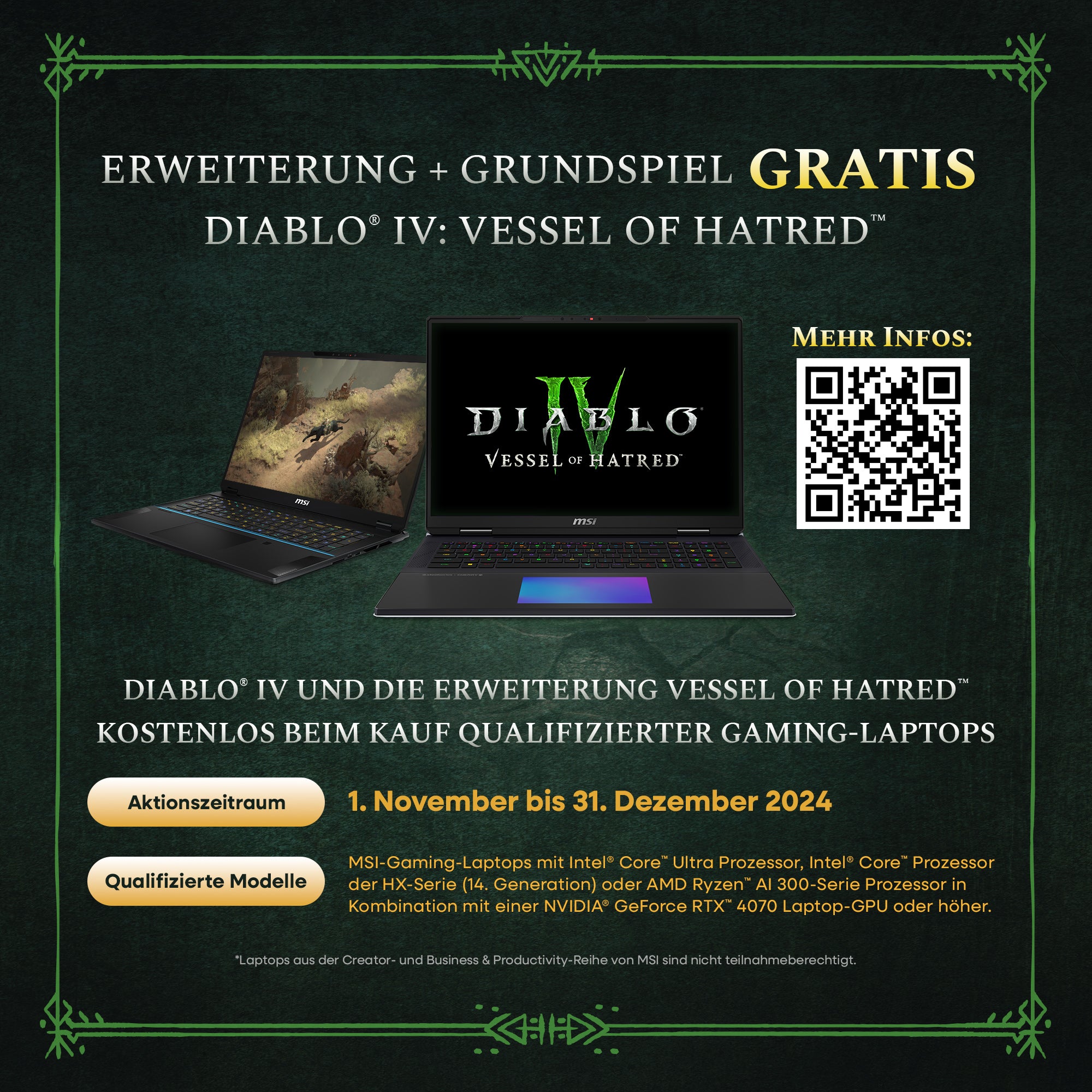 MSI Gaming Laptop Sword 17 HX B14VGKG-043DE [mit »Diablo® IV – Vessel of Hatred« Bundle]