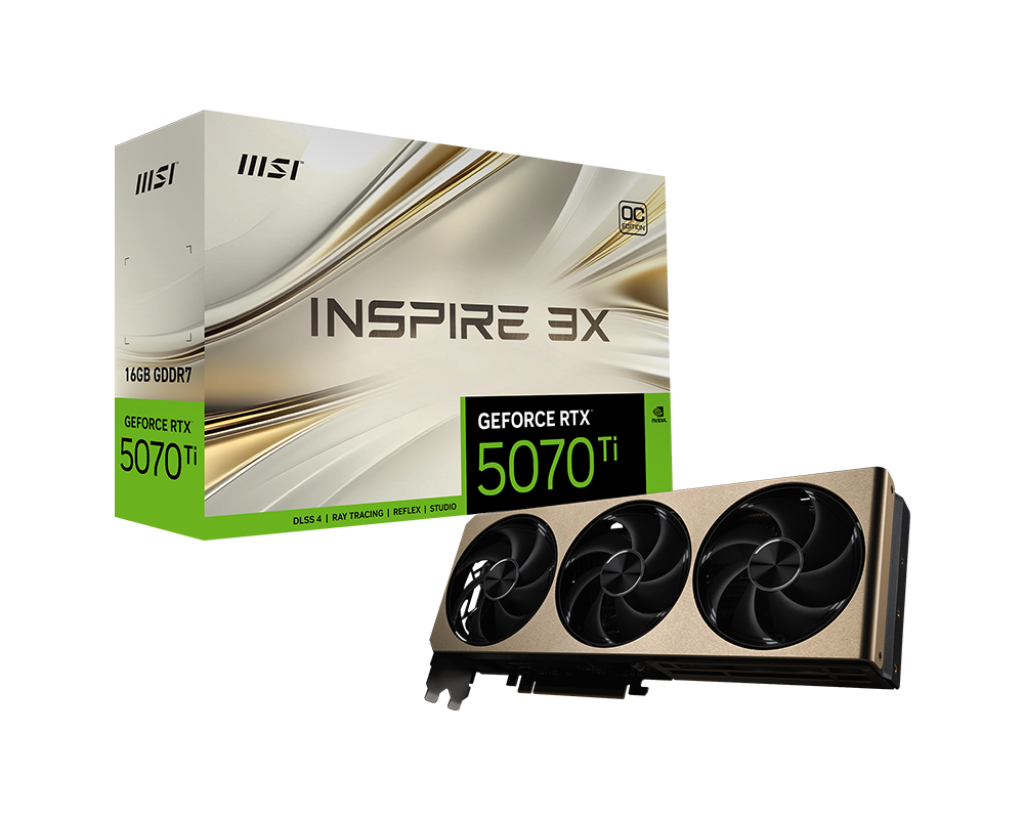 MSI Grafikkarte GeForce RTX 5070 Ti 16G INSPIRE 3X OC PLUS  ***Versandrückläufer*** - MSI e-Shop | Offiziell von MSI Deutschland