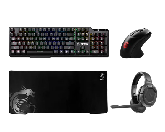 MSI ELITE Pack: GK41 Tastatur - GM41 Maus WL - GH50 Headset USB - GD70 Mauspad